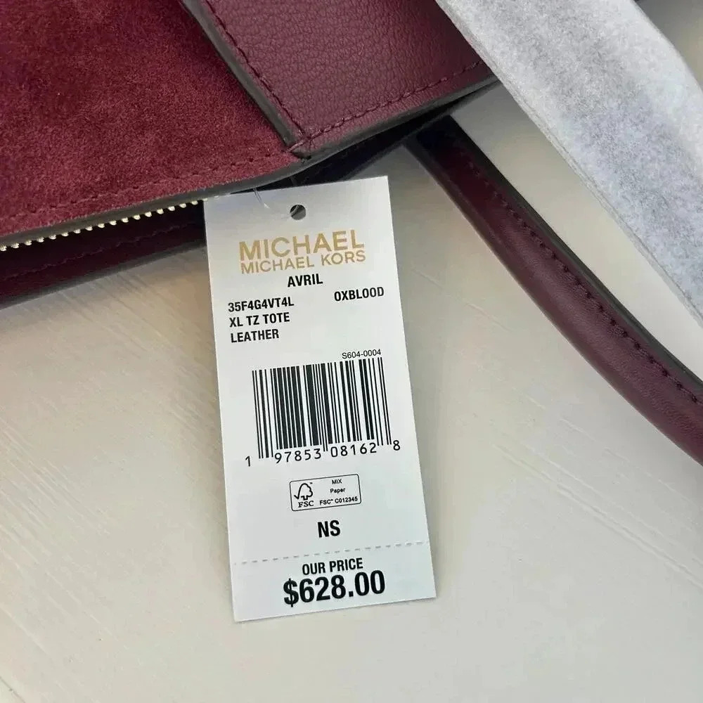 Michael Kors Avril Extra-Large Leather and Suede Tote Bag Oxblood - Picture 10 of 11